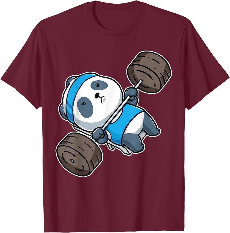 BCC Funny Panda Shirts & Panda Bear Gifts Panda Bear Gym Workout Training Bench Press Weight Lifting T-Shirt - Burgundy