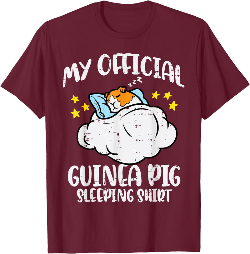 Guinea Pig Shirts For Men Women Kids Gift My Official Guinea Pig Sleeping Shirt Cavy Women Kids Men T-Shirt - Burgundy