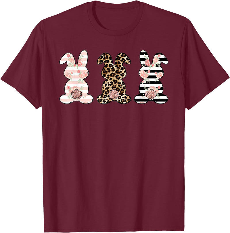 Cute Rabbit Lover Bunny Graphic T-Shirt (Silver Grey) in Burgundy
