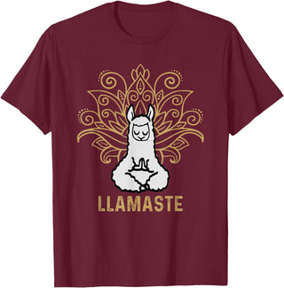 Lama Llamaste Family Summer Sport Yoga Gift Tees Llamaste Yoga Gift For Men Women Kids Lover Llama Yoga T-Shirt - Burgundy