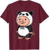 Pig In Panda Costume Kawaii Design Kawaii Pig In Panda Costume for Girls kids Pig Lover T-Shirt - Burgundy