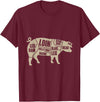 Piglet Farm Teez Pig Anatomy T-Shirt Pork Meat Cuts Tee T-Shirt - Burgundy