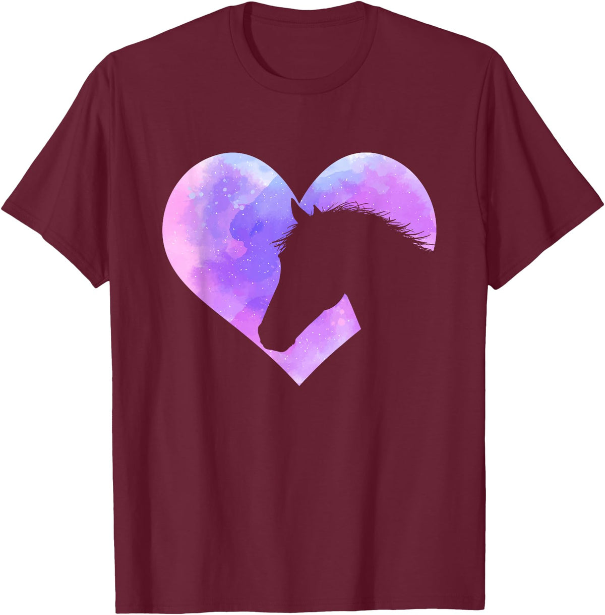 Funny Horse Shirts Horse Head Heart Shaped Design - Horseman Horseback Rider T-Shirt - Burgundy