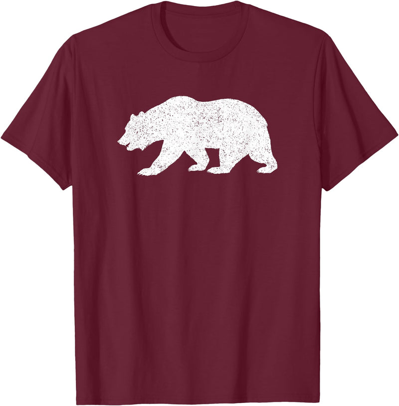 CALIFORNIA REPUBLIC GRIZZLY BEAR APPAREL California Grizzly Bear State Flag CALI Republic Silhouette T-Shirt - Burgundy
