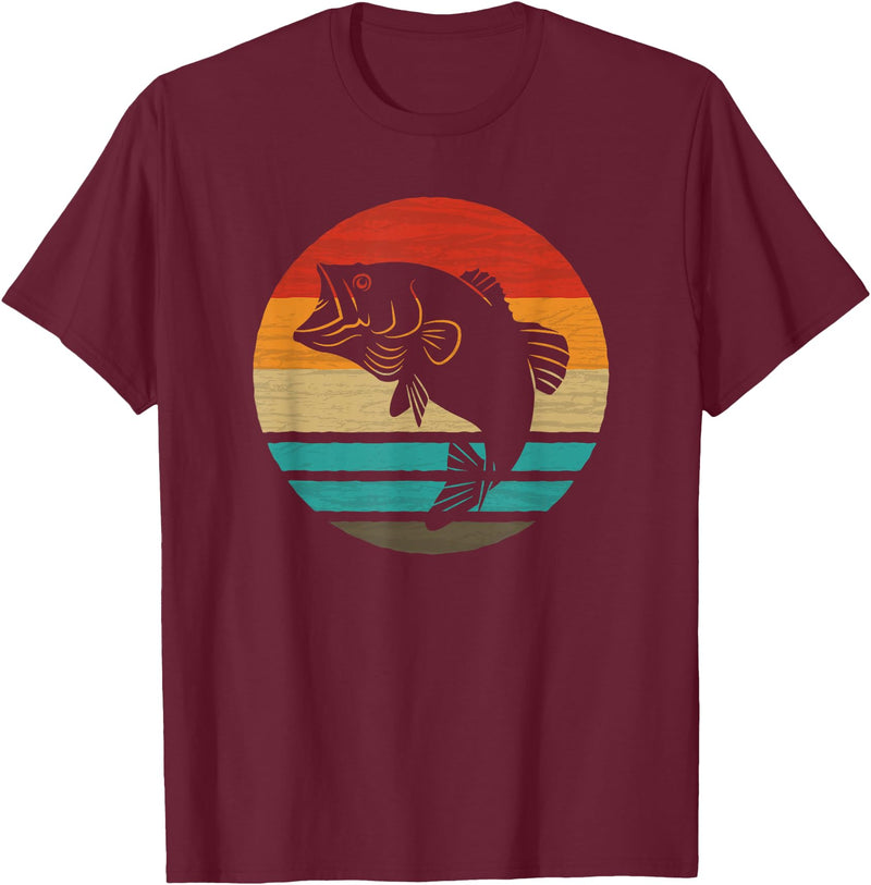 Fishing Accessories & Clothing Gifts Women Men Fish Retro Style Vintage T-Shirt - Burgundy