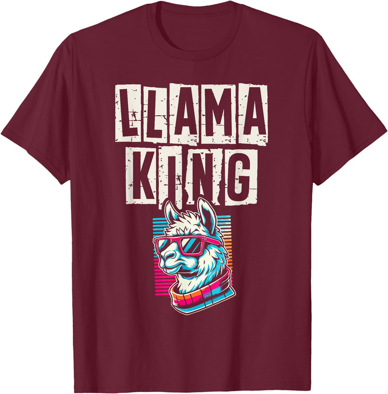 Llama Alpaca Lover Gifts Llama King Llamas Animal Lover T-Shirt - Burgundy