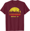 Wowsome! Vintage Retro Sunset Buffalo NY Skyline T-Shirt - Burgundy