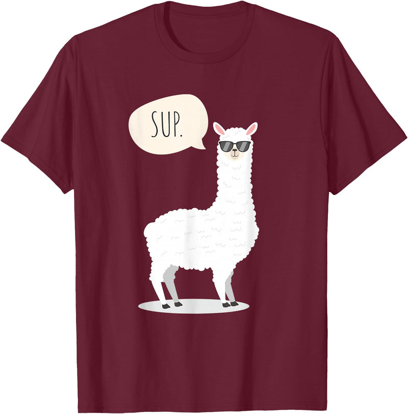Funny & Cute Llama Gifts by OMG Sup No Drama Llama Alpaca T-Shirt - Burgundy