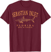 Sebastian Inlet Florida Fishing Souvenir Gifts Sebastian Inlet Florida Shark Retro Orange Art Fishing T-Shirt - Burgundy