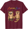 Kaisi-LGBT Gay Bi Gay Lesbian Otter Csd Queer Love Is Love Bear, Otter, Rainbow LGBT Diversity Drawing T-Shirt - Burgundy
