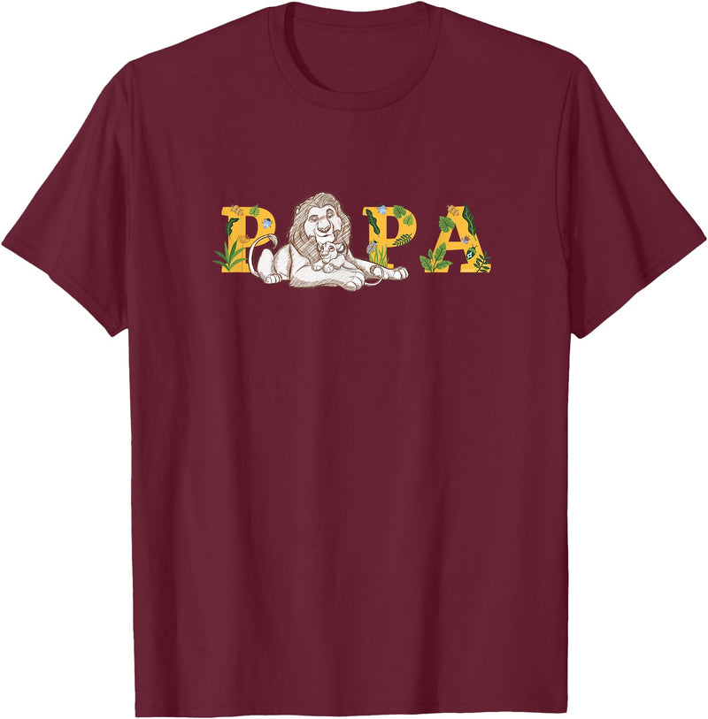 Disney The Lion King Papa Father's Day Mufasa & Simba Sketch T-Shirt - Burgundy