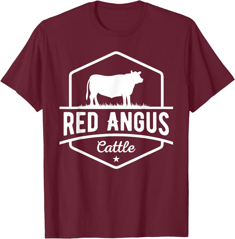Funny Farmer Gift for Red Angus Cattle Cow Farmer - Red Angus Cattle T-Shirt - Burgundy