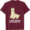 Llama Gifts For Llama Lovers Llama Lover I Just Really Like Llamas, OK Funny Llama T-Shirt - Burgundy