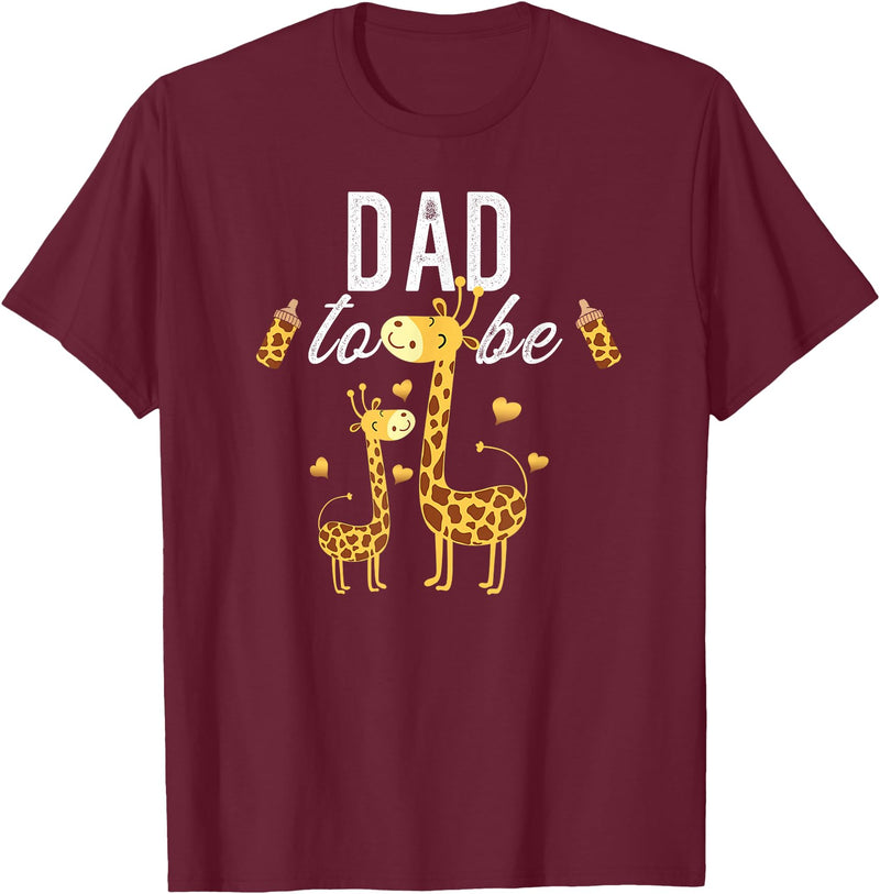 Giraffe Baby Shower Party Clothing For Dad Dad To Be Giraffe Baby Shower Cute T-Shirt - Burgundy