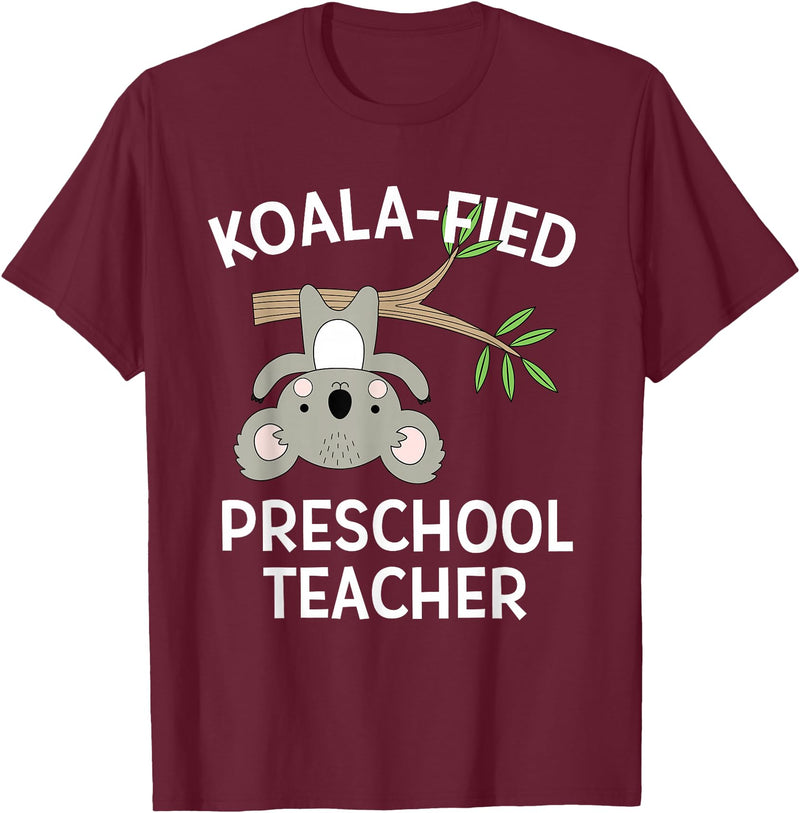 Preschool Teacher Gifts and Apparel Cute Koala Preschool Teacher T-Shirt Funny Pun Gift T-Shirt - Burgundy