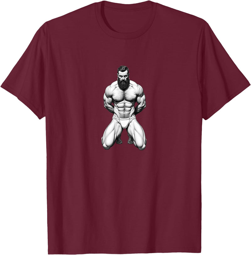 Jay Moe Design Bear, Pride, Gay Pride, Bear Pride Flag, Gay, Rainbow Flag T-Shirt - Burgundy