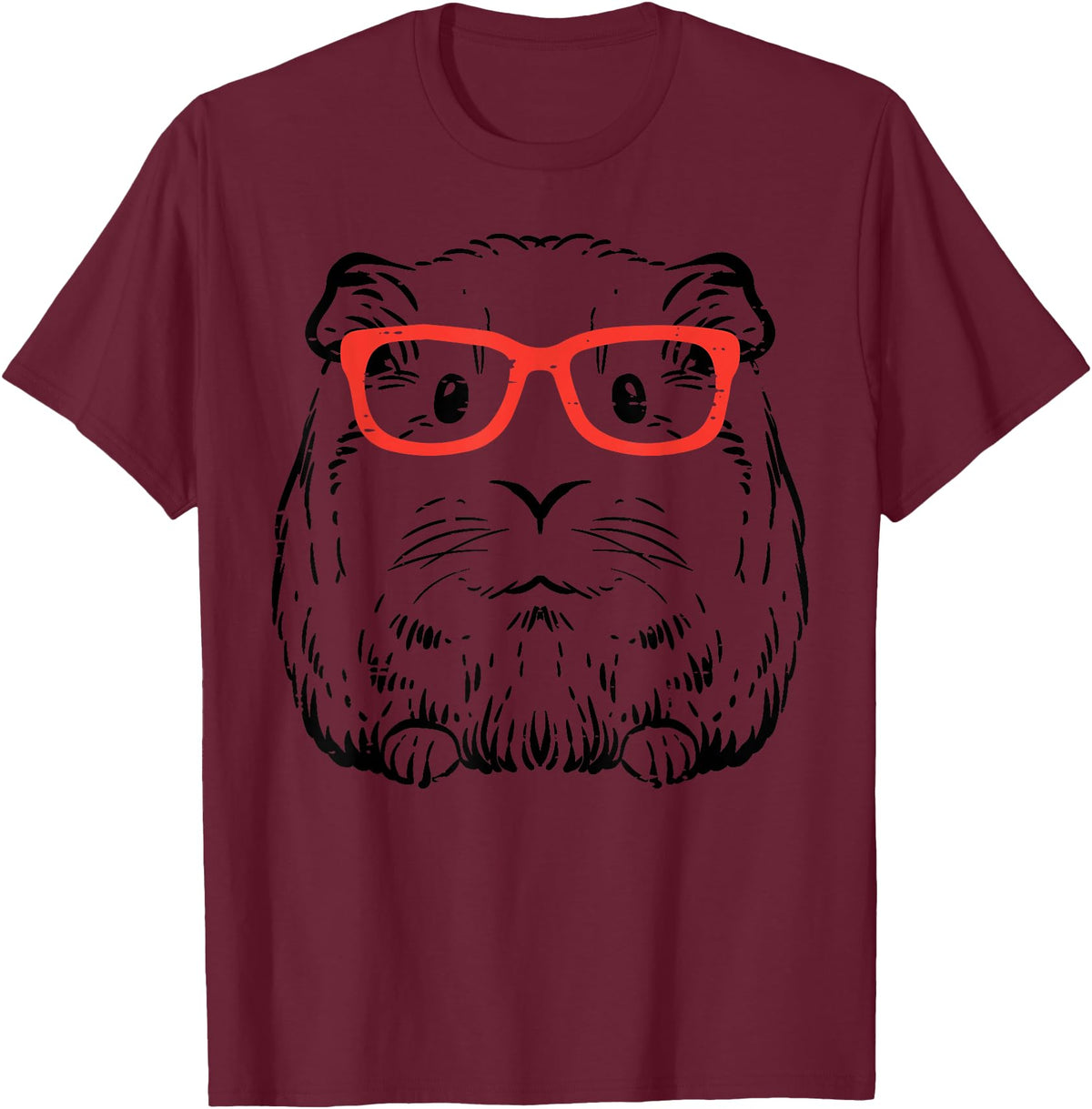 Guinea Pig Shirts For Men Women Kids Gift Guinea Pig Glasses Cute Hispter Cavy Nerd Pet Women Men Kids T-Shirt - Burgundy