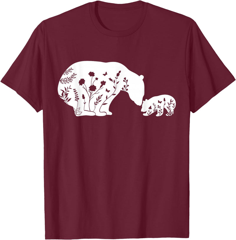 Funny Mama Bear Family Matching Gifts Clothing DJ Mama Bear T-Shirt - Burgundy