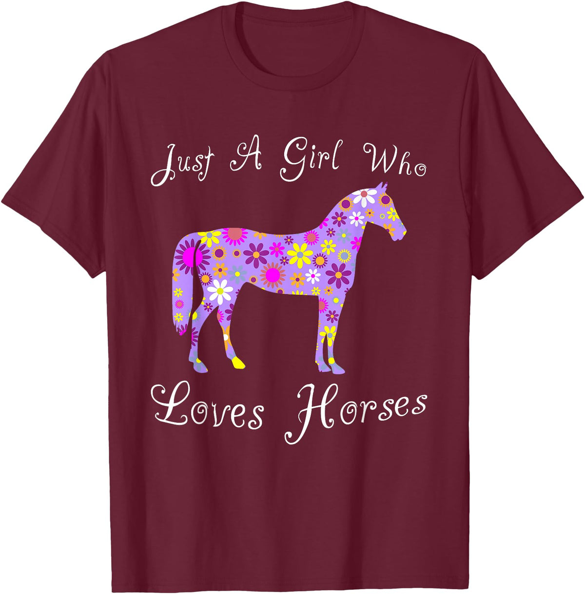 Cartba Horse Co. Fun Cute Just A Girl Who Loves Horses T-Shirt - Burgundy