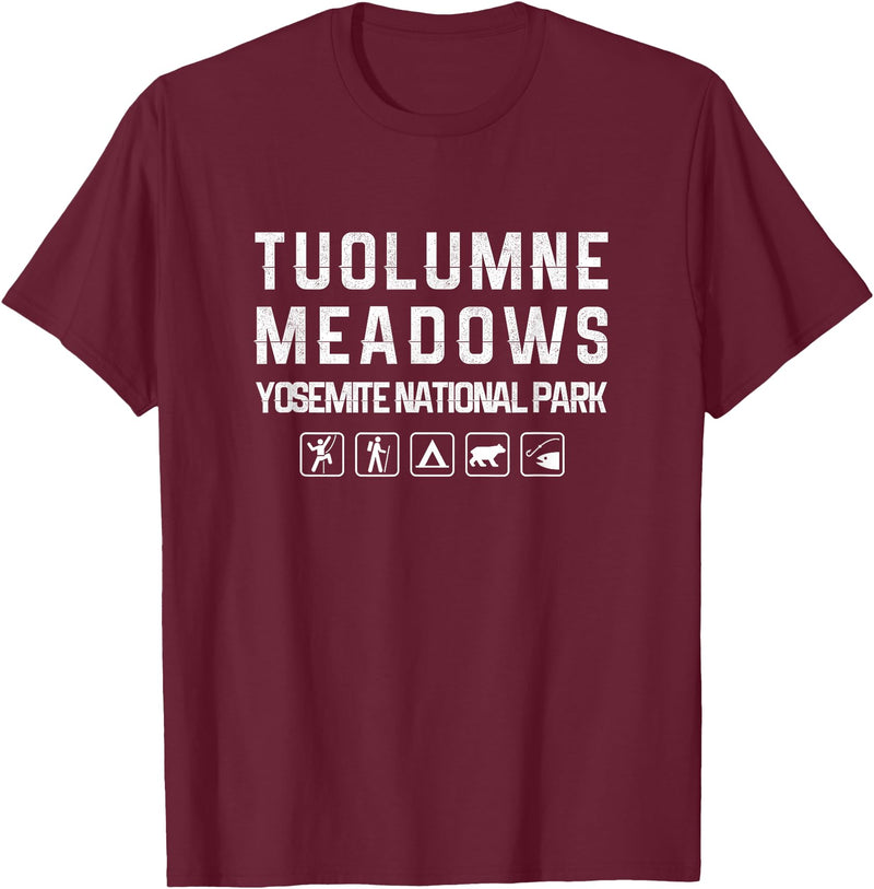 California Shirts Tuolumne Meadows, Yosemite Outdoor T-shirt T-Shirt - Burgundy