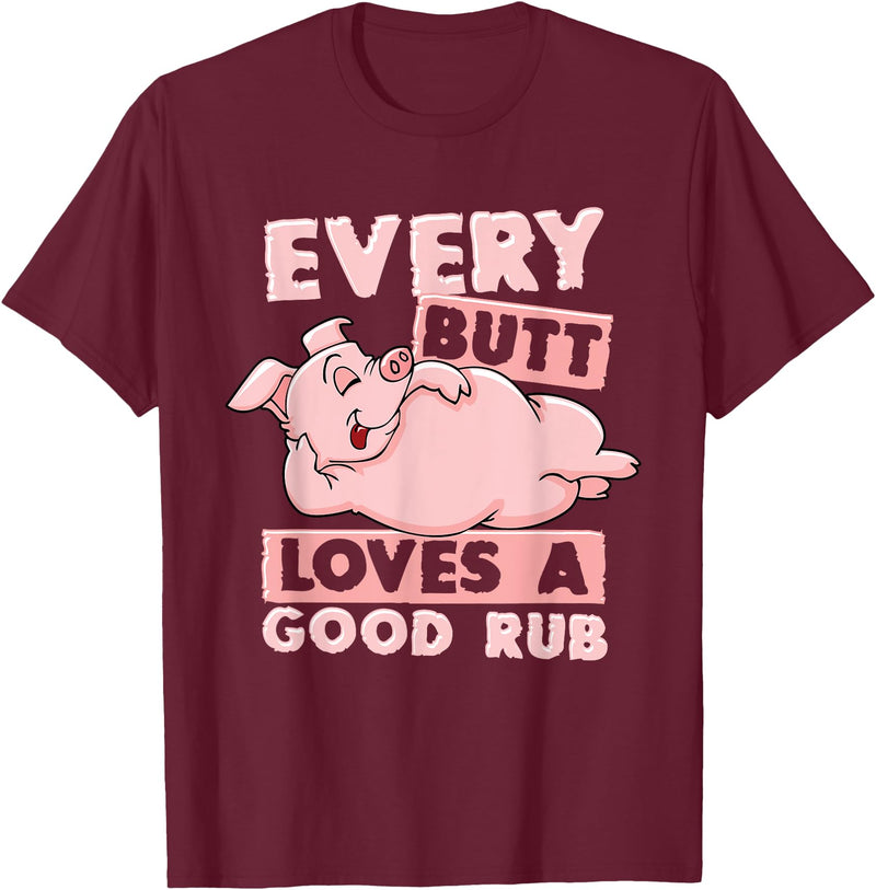 BCC BBQ Shirts & Barbecue Grill Master Gifts BBQ Pig Grill Shirt Chef Barbecue Pulled Pork Steak BBQ T-Shirt - Burgundy