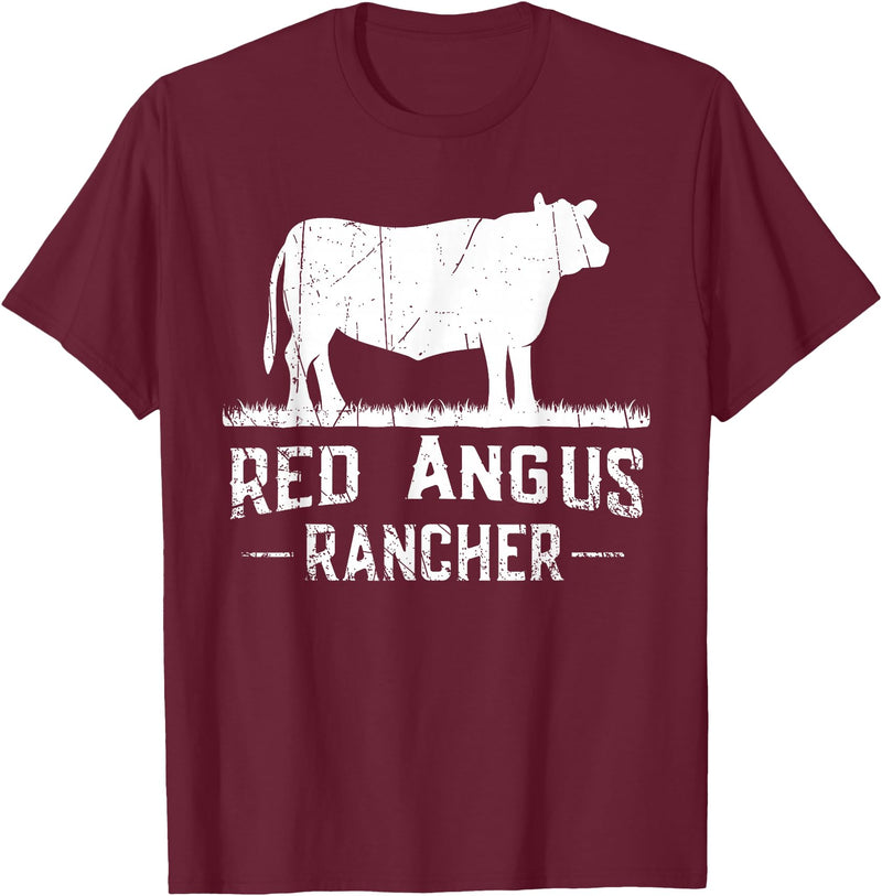 Funny Red Angus Farmer Gift for Cattle Lover Cow Breeder - Red Angus Rancher T-Shirt - Burgundy