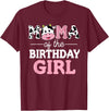 Cow Birthday Shirts For Family Men Women Cow Lover Mama of The Birthday Girl Shirt Farm Cow Mommy Mom 1st T-Shirt - Burgundy