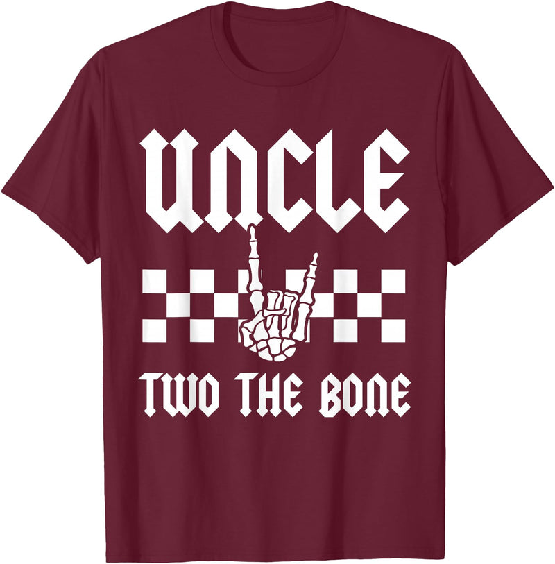 Halloween 2 Years Old Bday Rock Family Matching Uncle Two The Bone Skeleton Hand 2nd Birthday Boy Girl T-Shirt - Burgundy