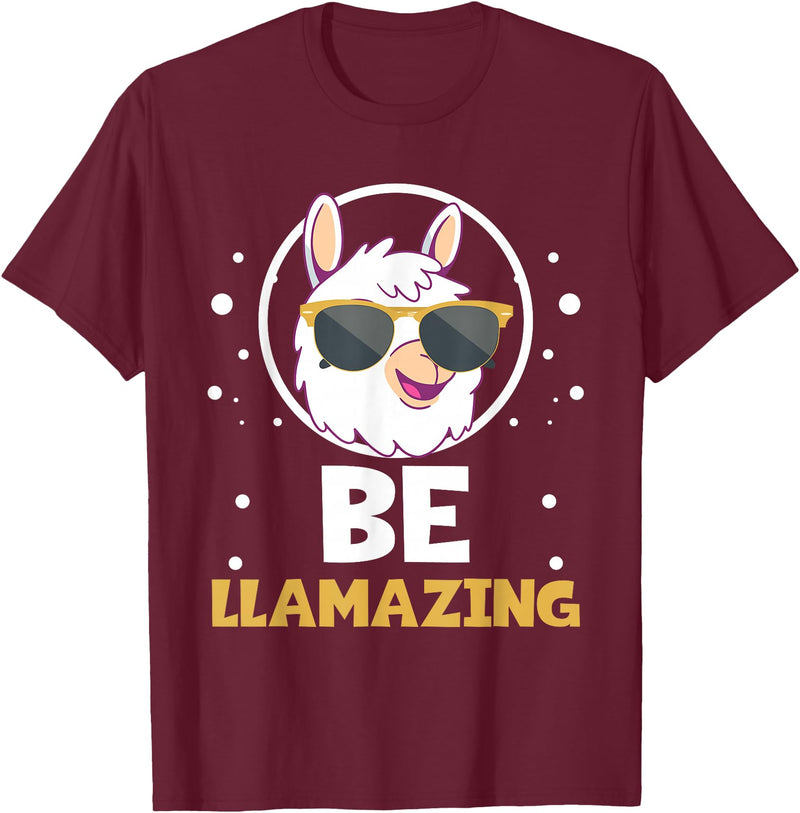 LLama Squad Shirts and Gifts Cute Amazing Llama Pun Be Llamazing Llama Lover T-Shirt - Burgundy
