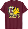 BEARS SPIRIT TEES CO School Spirit Go Bears Mascot Womens Youth Girls Kids T-Shirt - Burgundy
