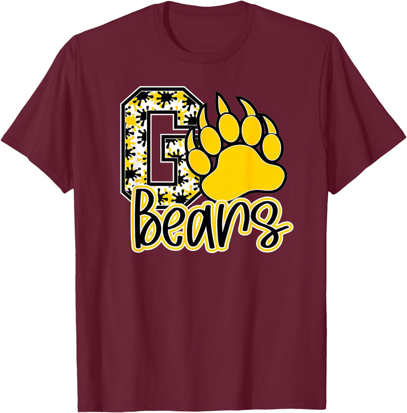 BEARS SPIRIT TEES CO School Spirit Go Bears Mascot Womens Youth Girls Kids T-Shirt - Burgundy