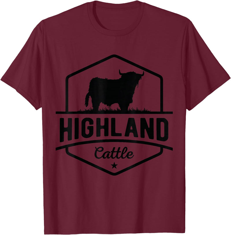 Farm Highland Cow Men Cattle Clothing Agriculture Scottish Highland Cow for Cattle Farmers T-Shirt - Burgundy