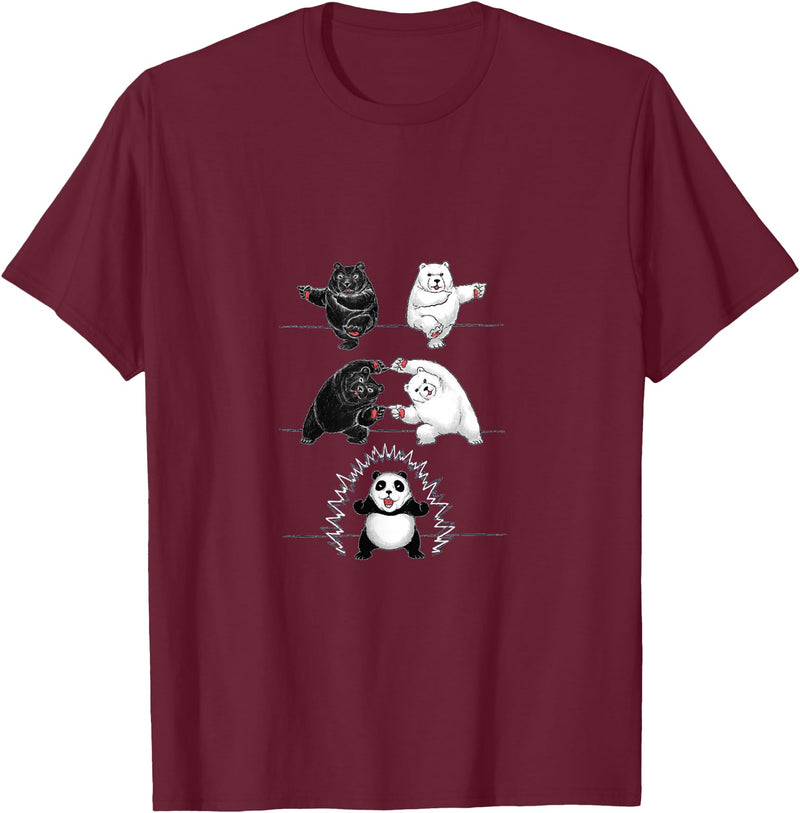 Panda Bear Giant Panda Fusion Dance White Back Panda Bear Giant Panda Fusion Dance Polar White Back Merge T-Shirt - Burgundy