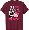 Eight Year Old Cow Eighth Birthday Cows 8th Cow Birthday 8 Year Old Girl Cow Birthday Party T-Shirt - Burgundy