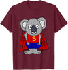 Smileteesall Funny Koala Bear Superhero Cartoon T-Shirt - Burgundy