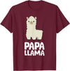 Llama Mama And Llama Papa Gifts Daddy Llama Men Boys Llama Gift Papa Llama T-Shirt - Burgundy