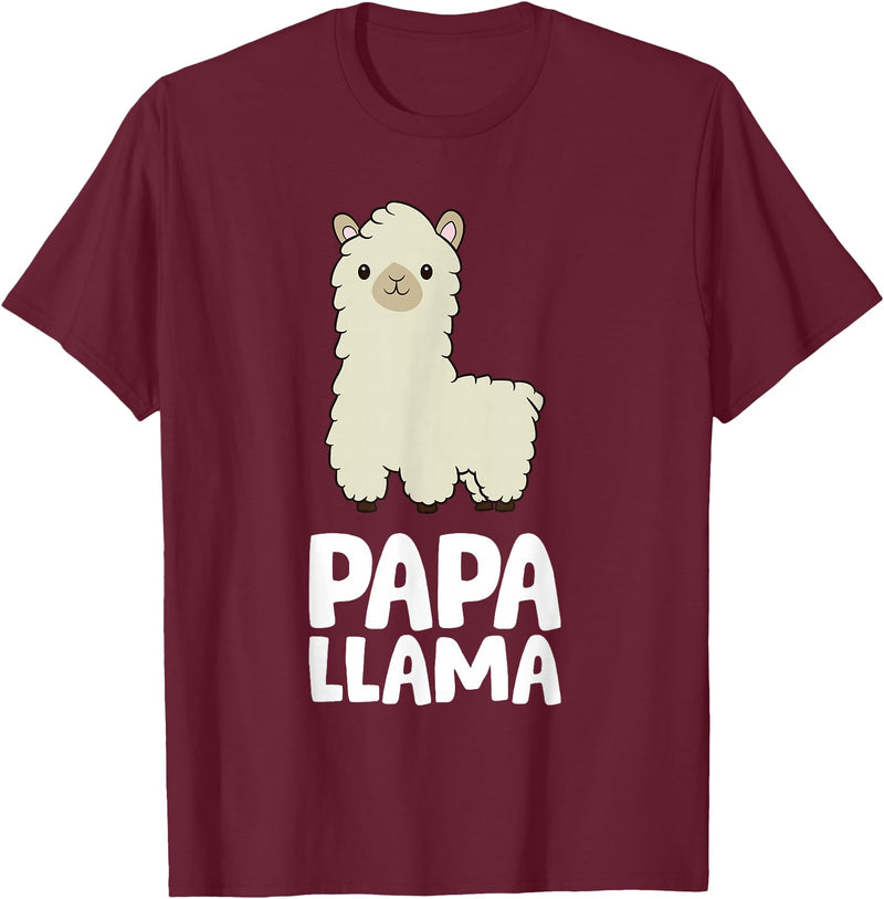 Llama Mama And Llama Papa Gifts Daddy Llama Men Boys Llama Gift Papa Llama T-Shirt - Burgundy
