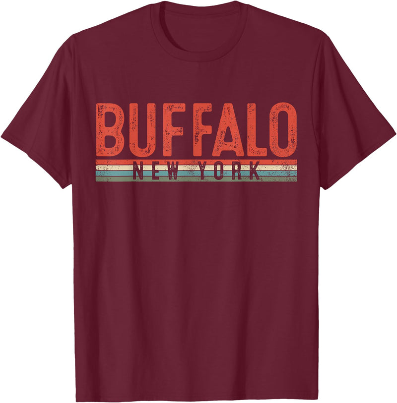 USAClassicTeez Buffalo New York Retro Vintage Gift T-Shirt - Burgundy