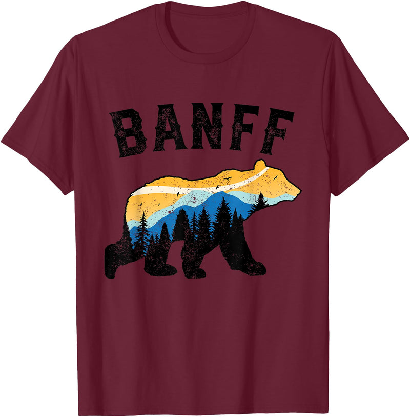 Banff National Park Alberta Bears Banff Canadian National Park Retro Souvenir Banff Bears T-Shirt - Burgundy