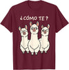 GoshWow Como Te Llamas Shirt Funny Llama Spanish Teacher Joke T-Shirt - Burgundy