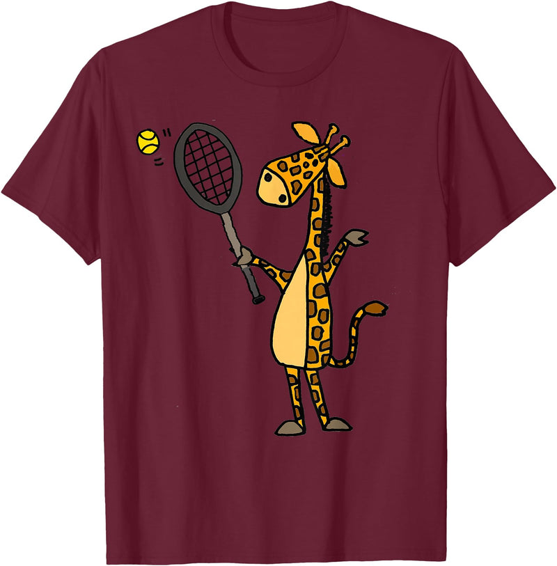 SmileteesSports Giraffe Playing T-Shirt T-Shirt - Burgundy