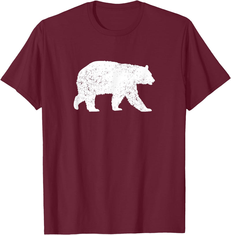 Sasquat Wildlife Silhouette Tees Distressed Black Bear Graphic Silhouette T-Shirt T-Shirt - Burgundy
