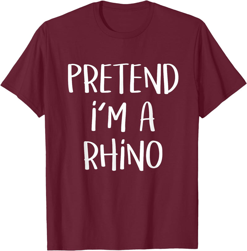Lazy Costume Party Co. Pretend I'm A Rhino Costume Funny Safari Halloween Party T-Shirt - Burgundy