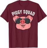 Cool Lucky Swine Fans Party Girl Boy Pork Team Art Piggy Squad | Cute Pig Farmer Animal Lovers Funny Farm Gift T-Shirt - Burgundy