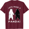 Make Panda Apparel Lets Make A Panda Funny Black Polar Bear T-Shirt - Burgundy