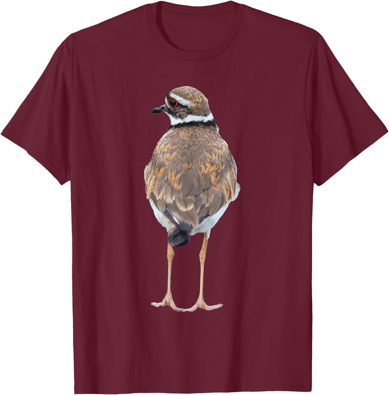 BJD Birds Killdeer Cute Graphic Print T-Shirt Bird Gift Bird Lover T-Shirt - Burgundy