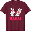 Baka Bunny Rabbit Slap Anime Japanese Kawaii T-Shirt in Burgundy