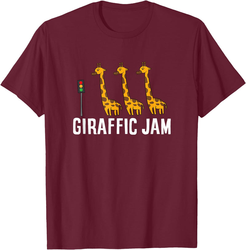 Africa Giraffe Gifts and Giraffe Sayings Funny Giraffic Jam Cute Giraffe Giraffe Pun Cute Giraffe T-Shirt - Burgundy
