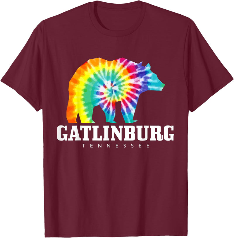 Gatlinburg Tennessee - Bear Tie Dye Gatlinburg Tennessee Bear Tie Dye Vintage Retro T-Shirt - Burgundy
