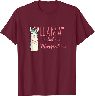 Llama Get Married Funny Bachelorette Party Novelty Llama Get Married Shirt Funny Bride Bachelorette Party T-Shirt - Burgundy